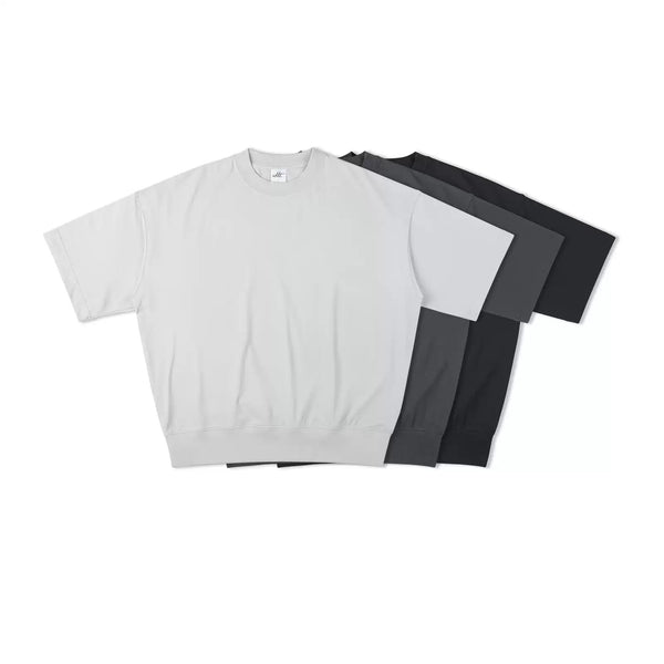 IDLT short sleeve sweatshirt, gray and black color lineup.