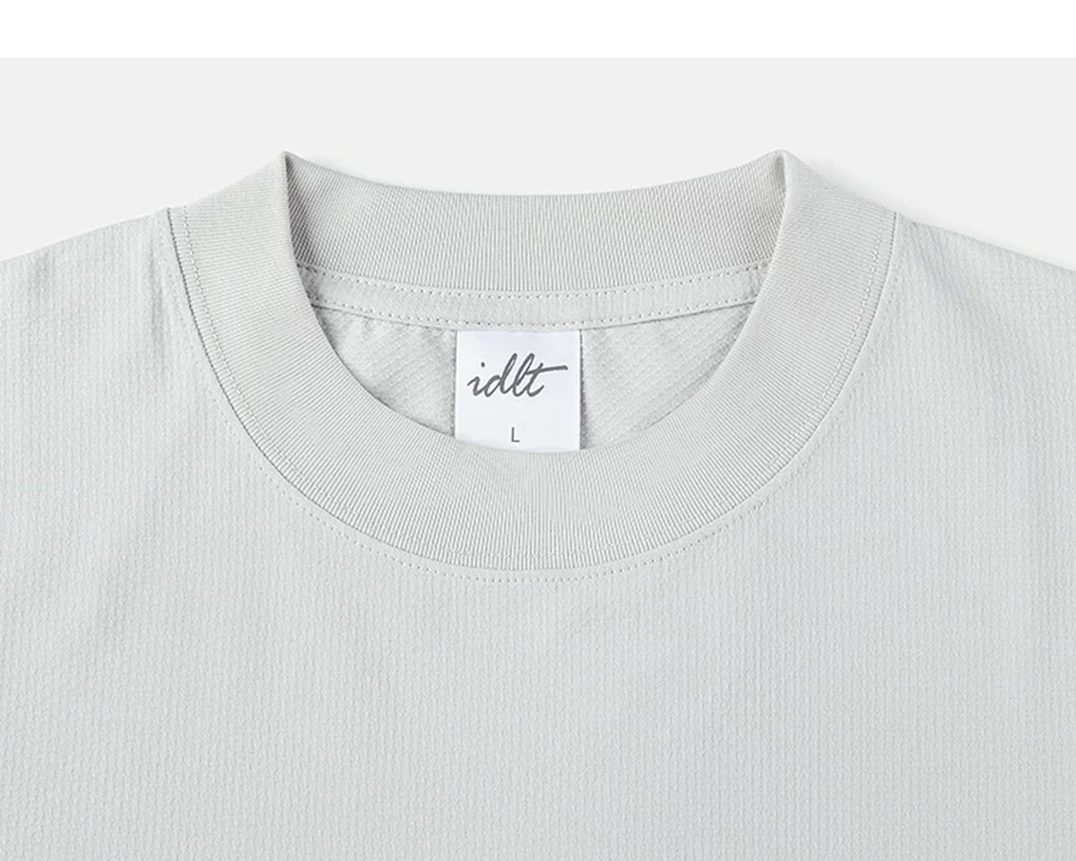 IDLT short sleeve sweatshirt, light gray crewneck.