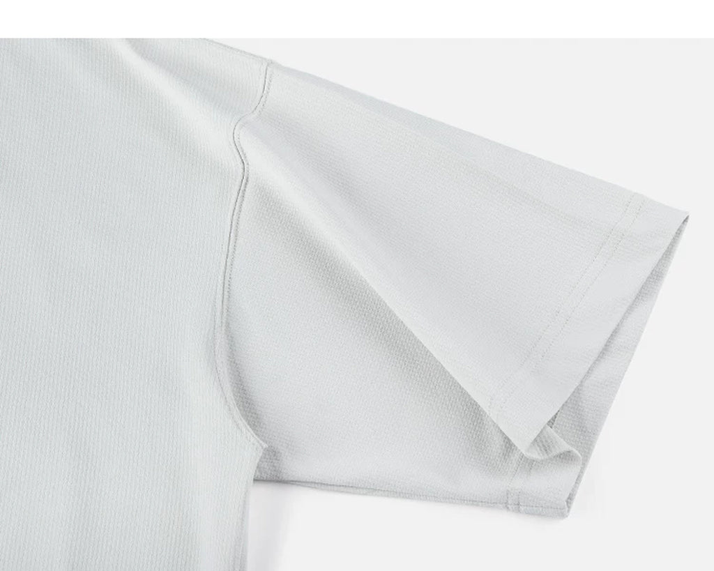 IDLT short sleeve sweatshirt, light gray sleeve.