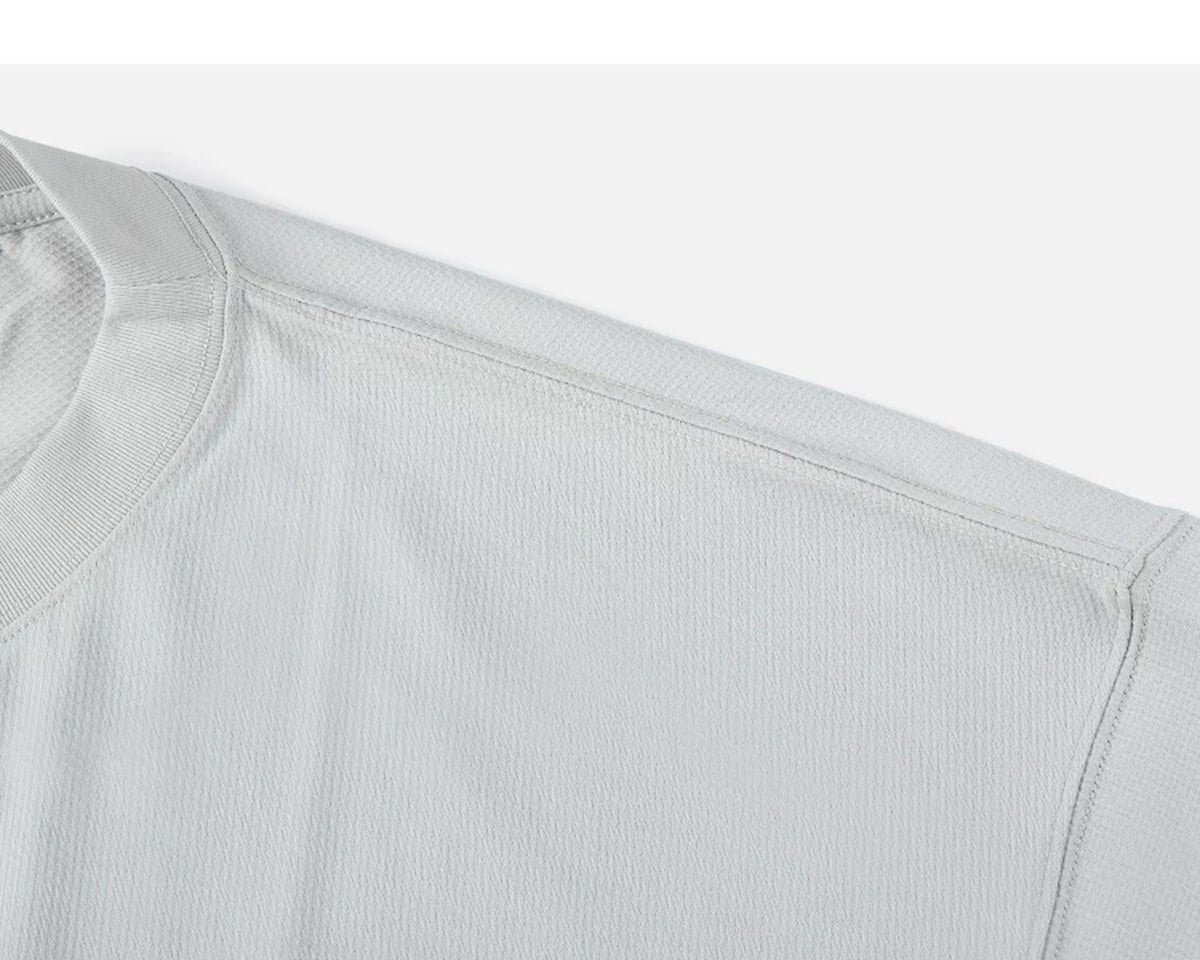 IDLT short sleeve sweatshirt, light gray shoulder seam.