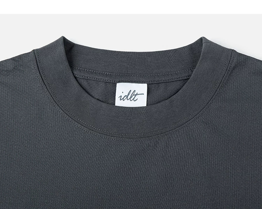IDLT short sleeve sweatshirt, dark gray crewneck.