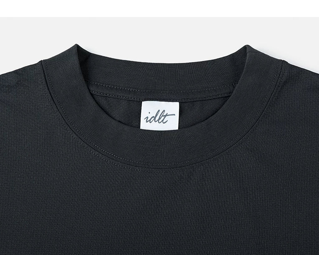 IDLT short sleeve sweatshirt, black crewneck.