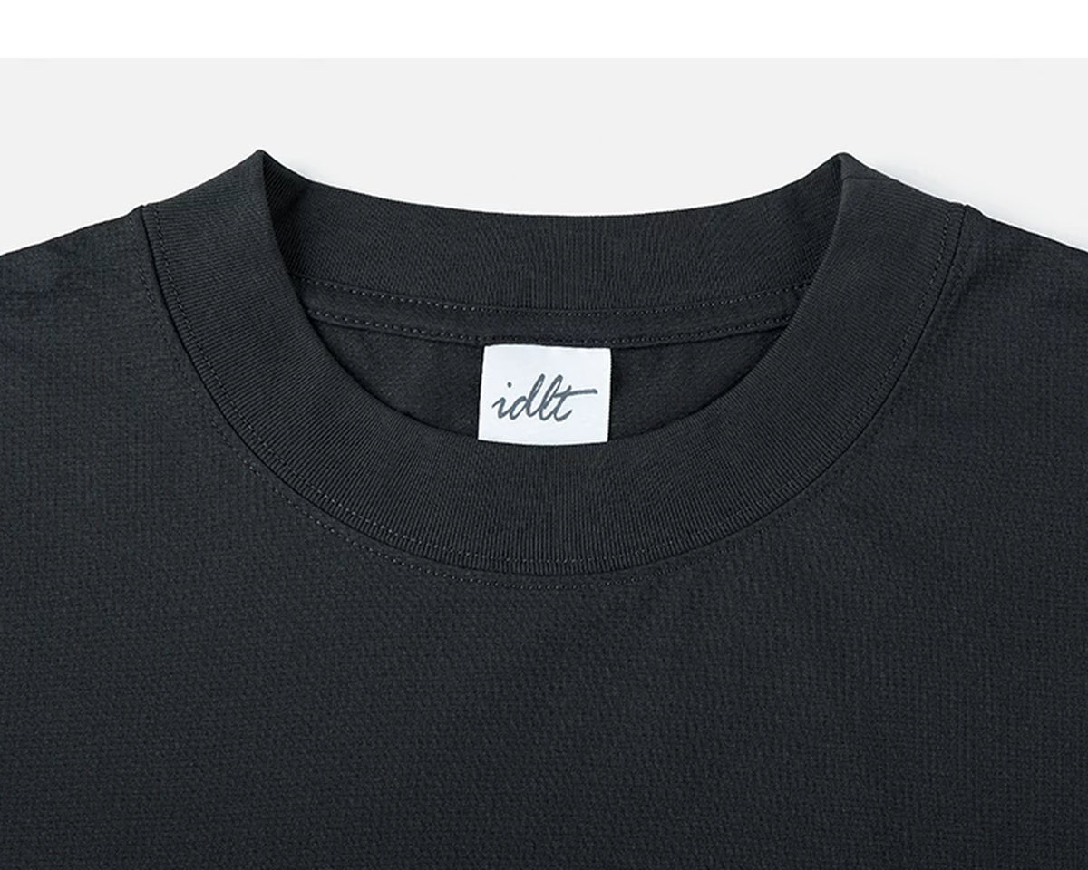 IDLT short sleeve sweatshirt, black crewneck.