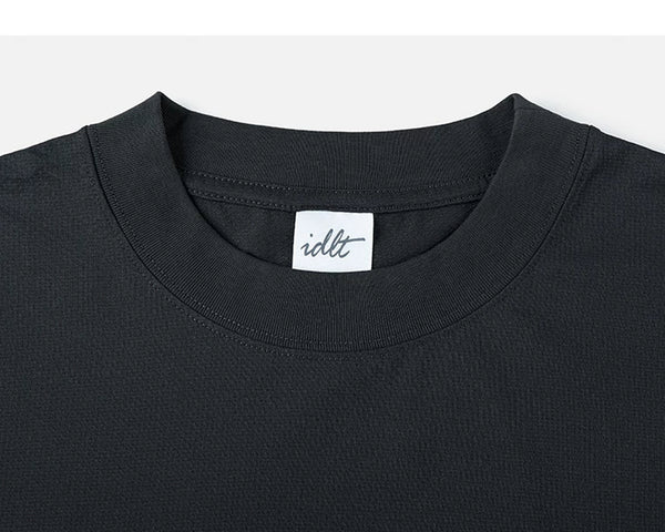 IDLT short sleeve sweatshirt, black crewneck.