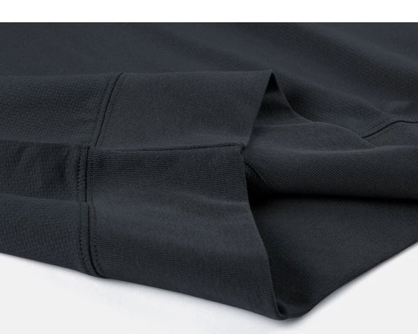 IDLT short sleeve sweatshirt, black ribbed hem.