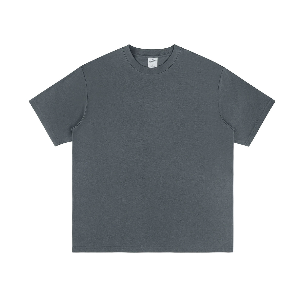 IDLT T-shirt, dark gray front.