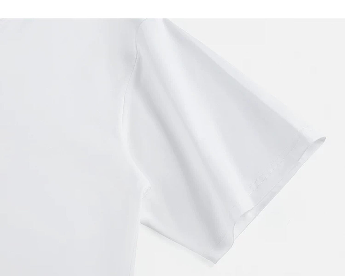 IDLT T-shirt, white sleeve.