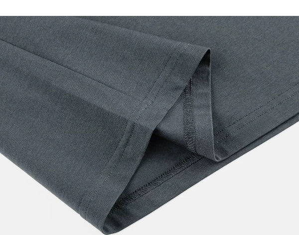 IDLT T-shirt, dark gray folded hem.