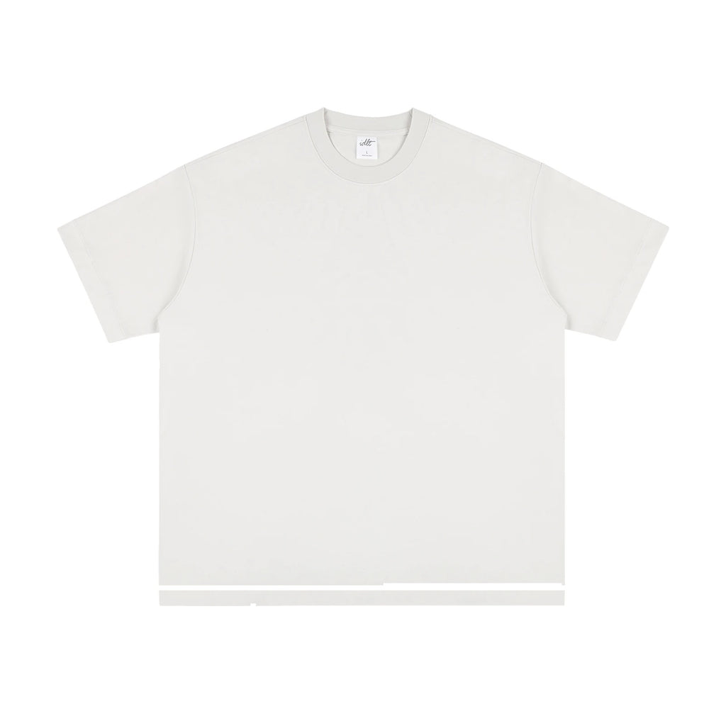 IDLT T-shirt, cream front.