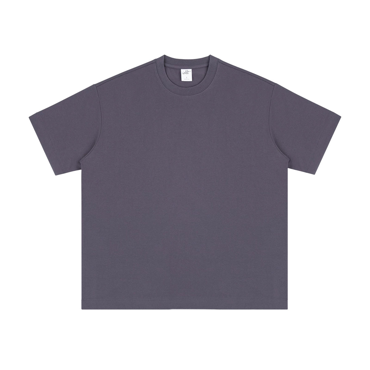 IDLT T-shirt, gray purple front.