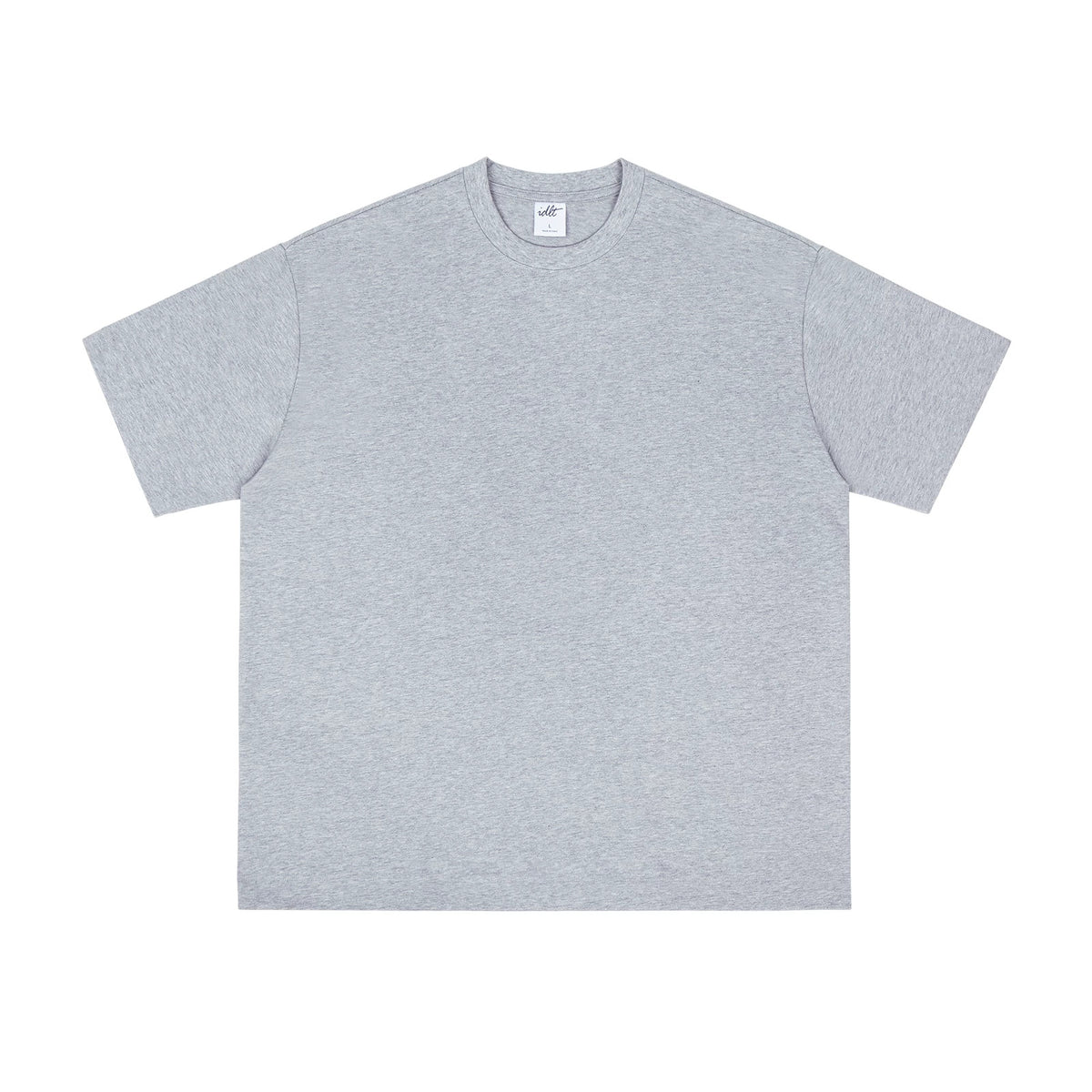 IDLT T-shirt, heather gray front.