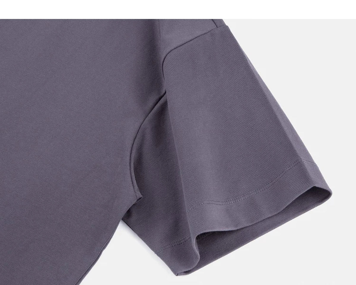 IDLT T-shirt, gray purple sleeve.