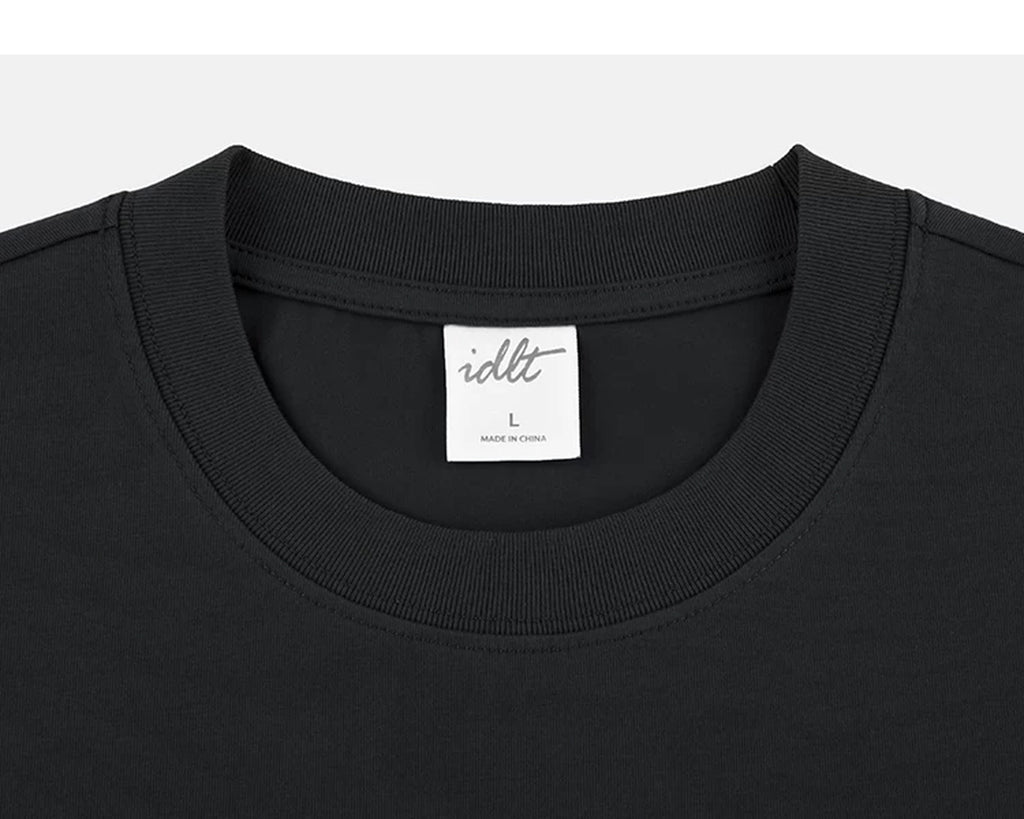 IDLT T-shirt, black crewneck.