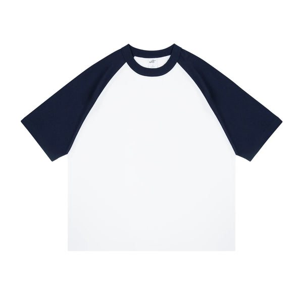 IDLT raglan T-shirt, navy and white front.