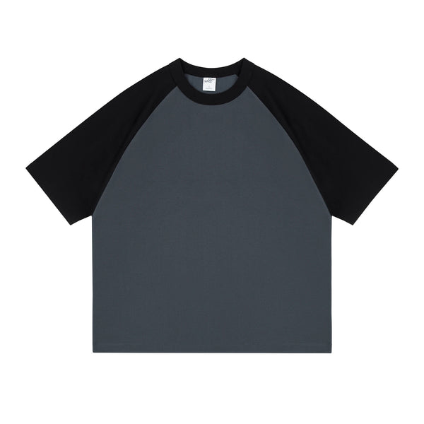 IDLT raglan T-shirt, black and dark gray front.
