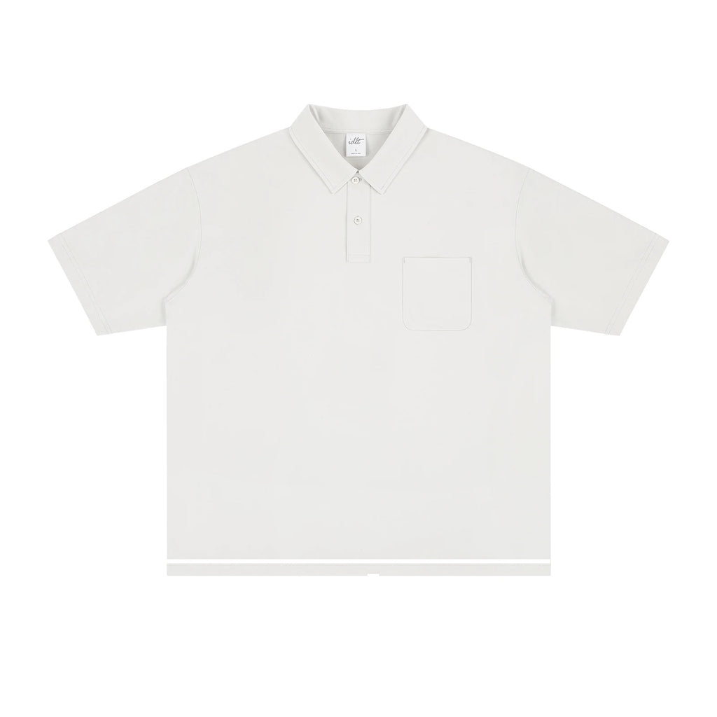 IDLT polo shirt, cream front.