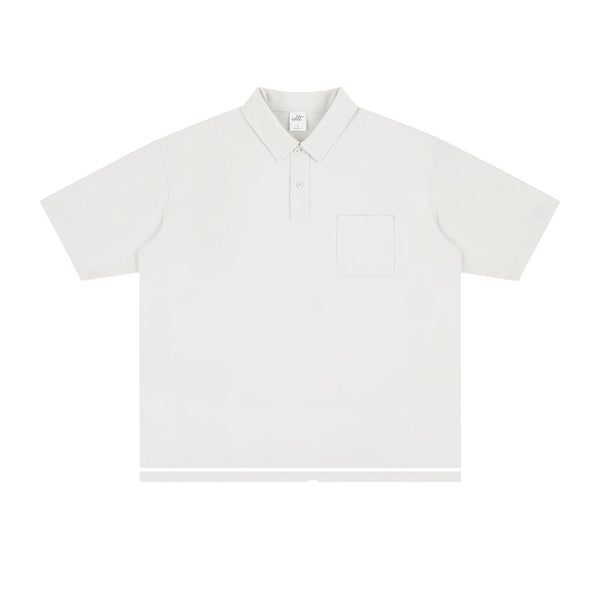 IDLT polo shirt, cream front.