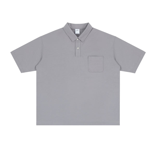 IDLT polo shirt, gray front.