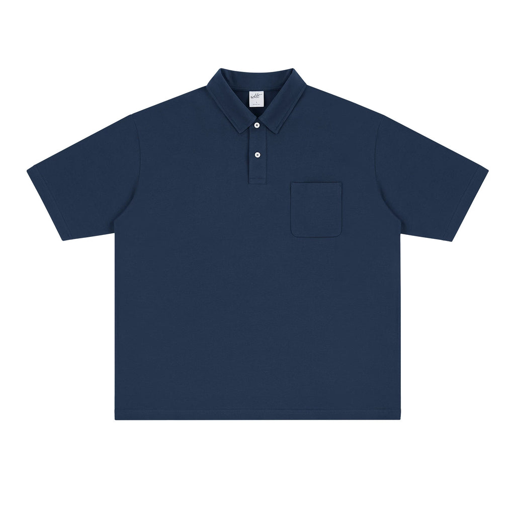 IDLT polo shirt, navy front.