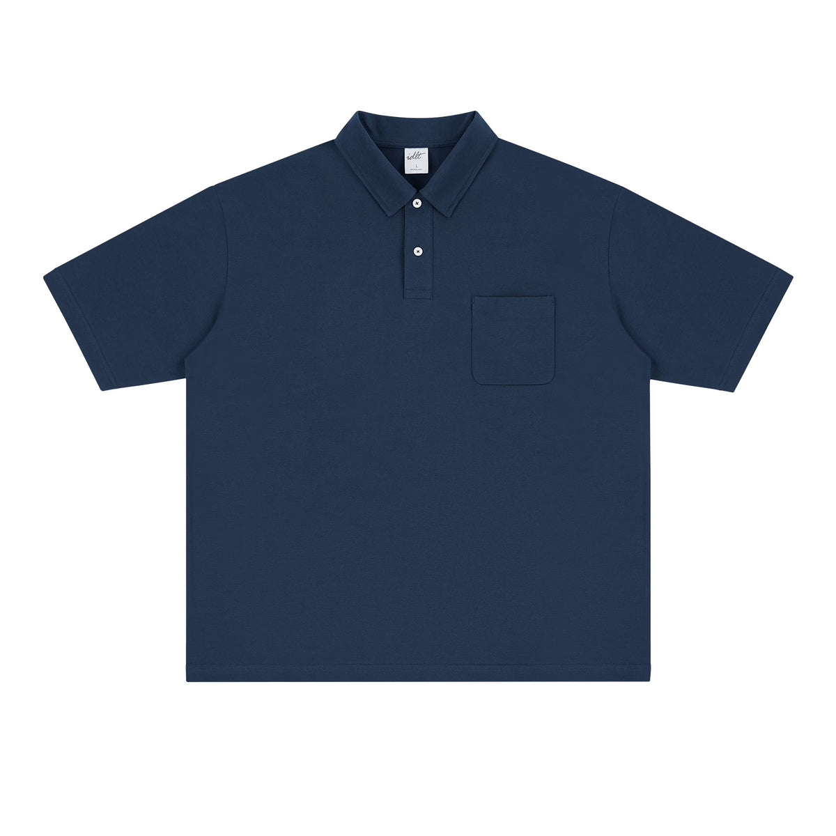 IDLT polo shirt, navy front.