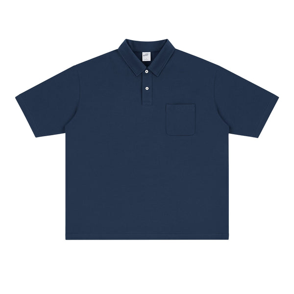 IDLT polo shirt, navy front.
