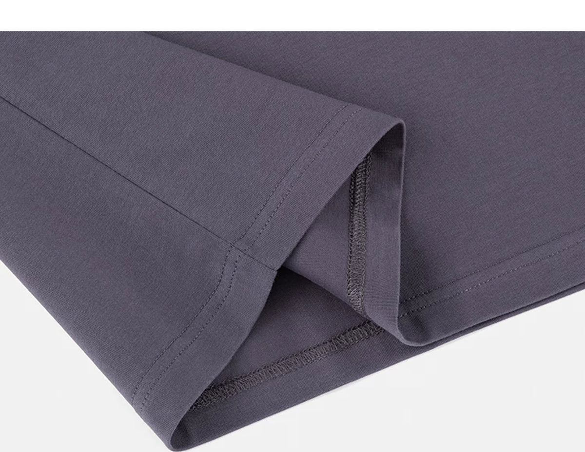 IDLT polo shirt, gray purple folded hem.