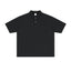 Drop-Shoulder Pocket Polo, black front view.