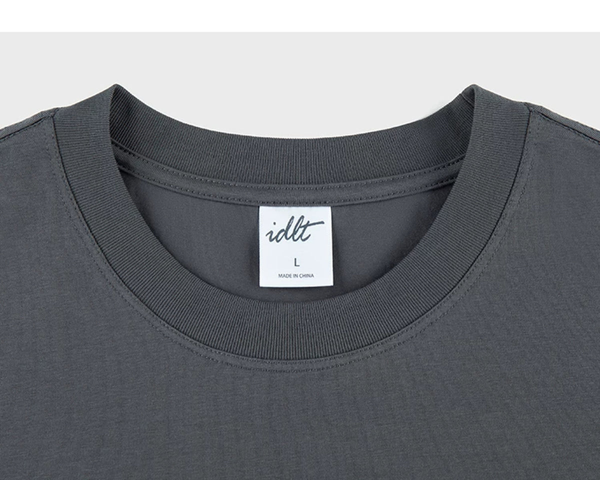 IDLT long sleeve T-shirt, dark gray crewneck.