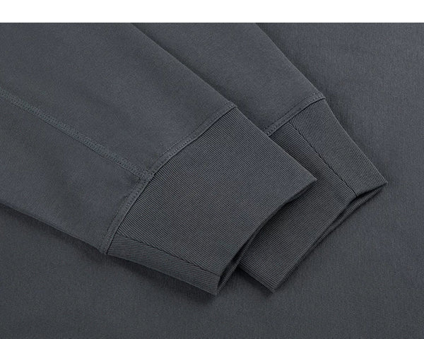 IDLT long sleeve T-shirt, dark gray ribbed cuffs.