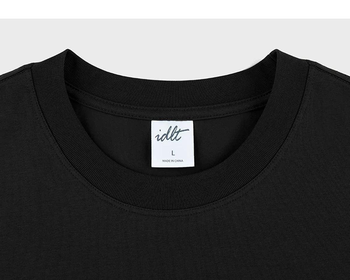 IDLT long sleeve T-shirt, black crewneck.