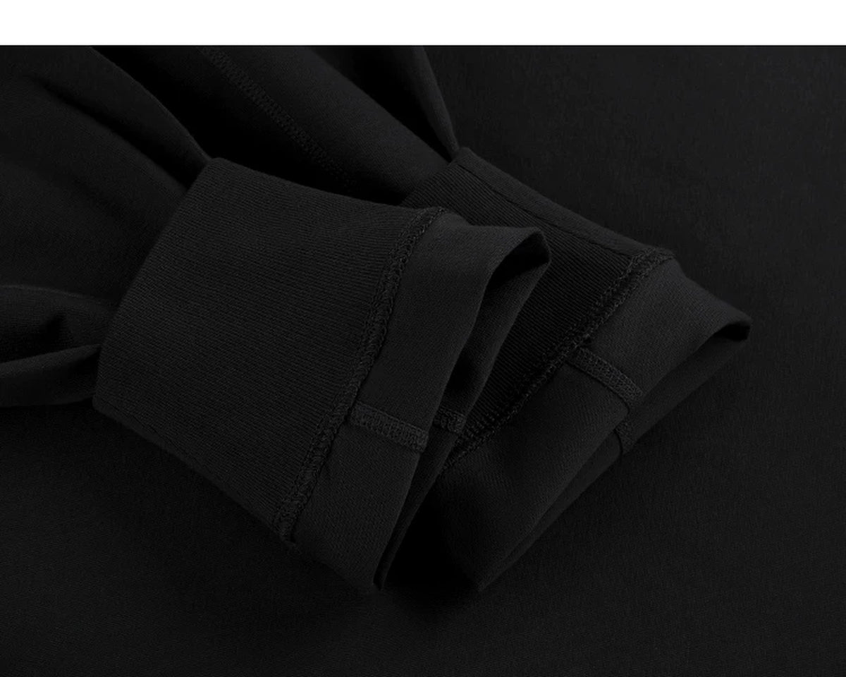IDLT long sleeve T-shirt, black ribbed cuffs.