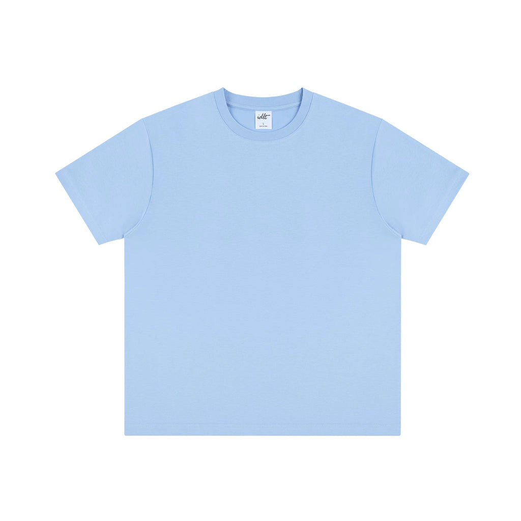 IDLT T-shirt, light blue front.