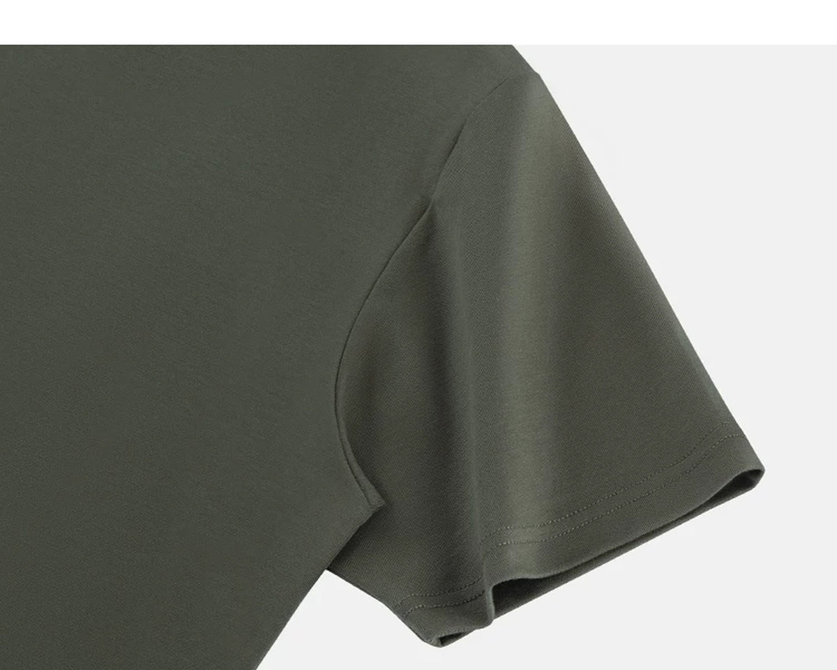 IDLT T-shirt, olive sleeve.