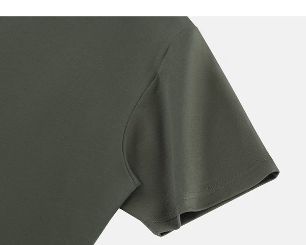 IDLT T-shirt, olive sleeve.