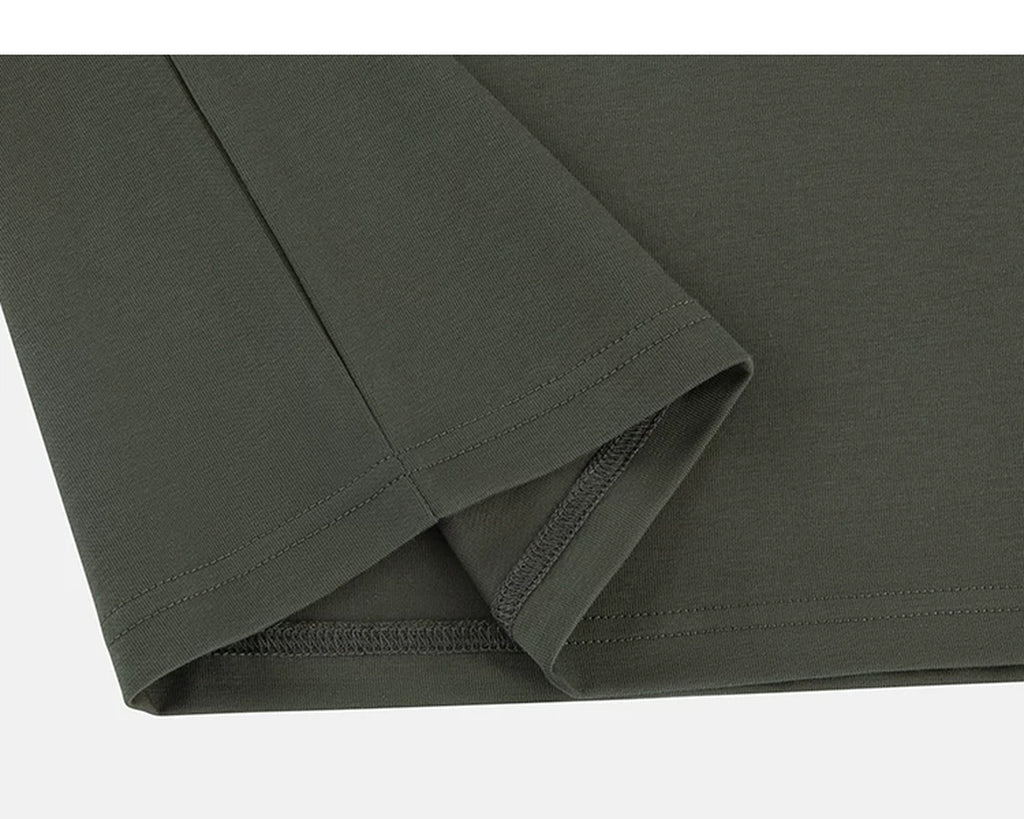 IDLT T-shirt, olive folded hem.
