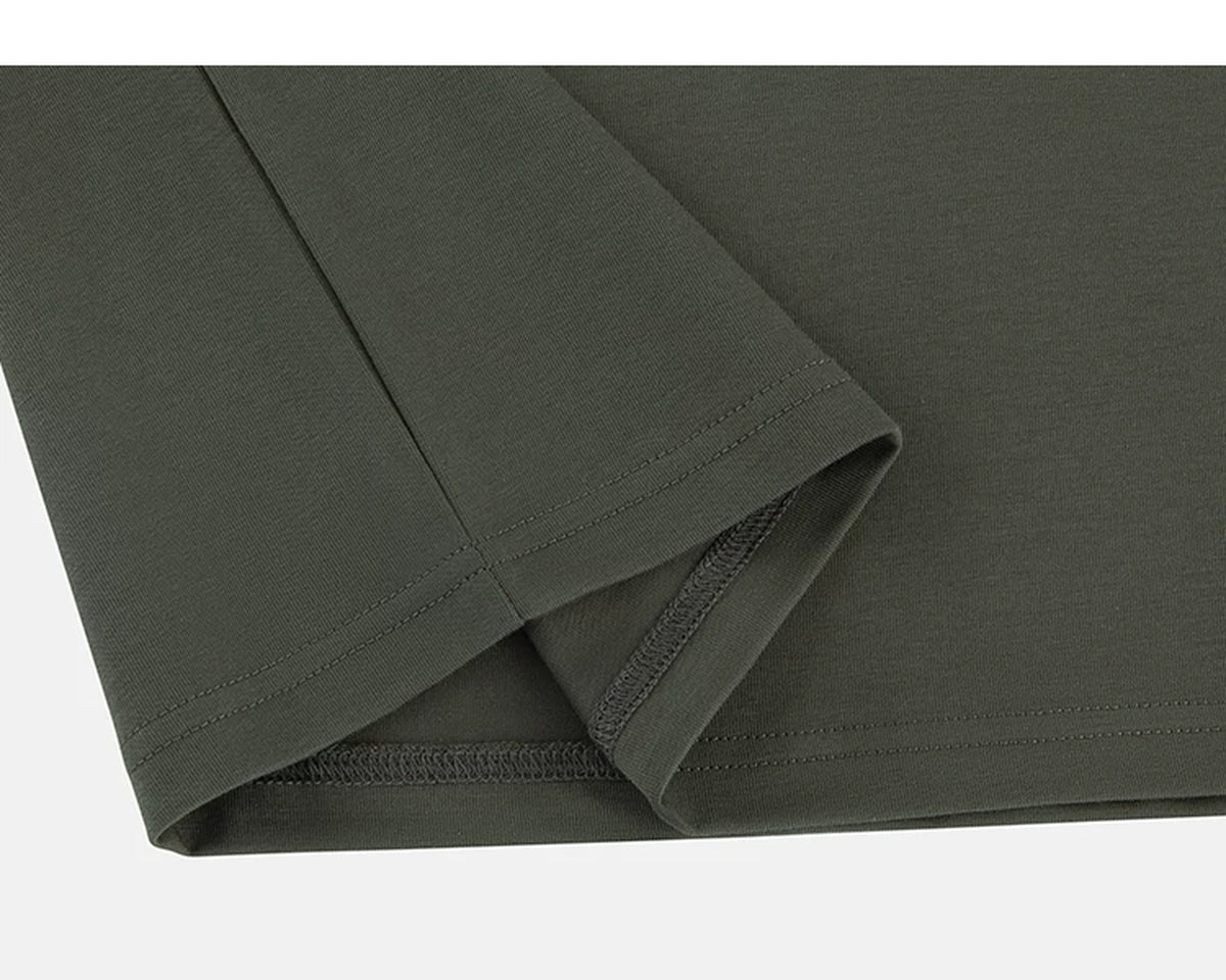 IDLT T-shirt, olive folded hem.