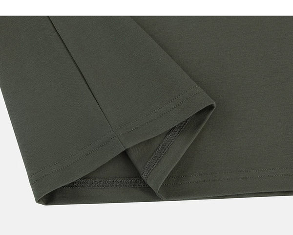 IDLT T-shirt, olive folded hem.
