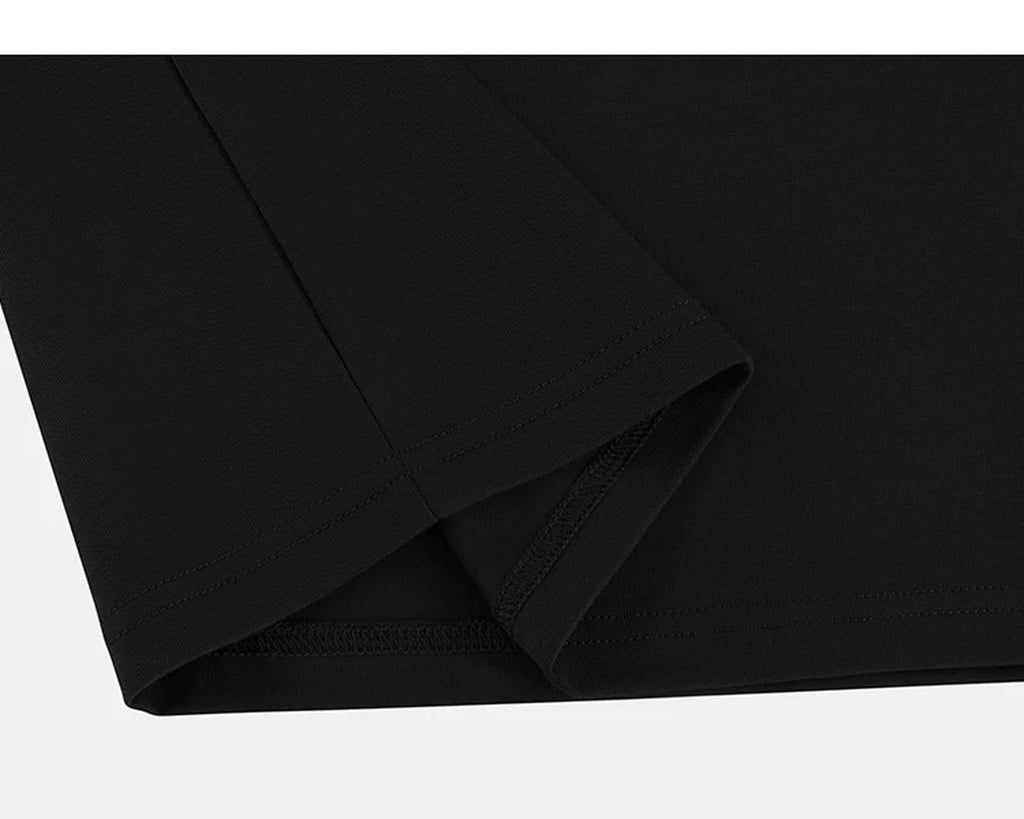 IDLT T-shirt, black folded hem.