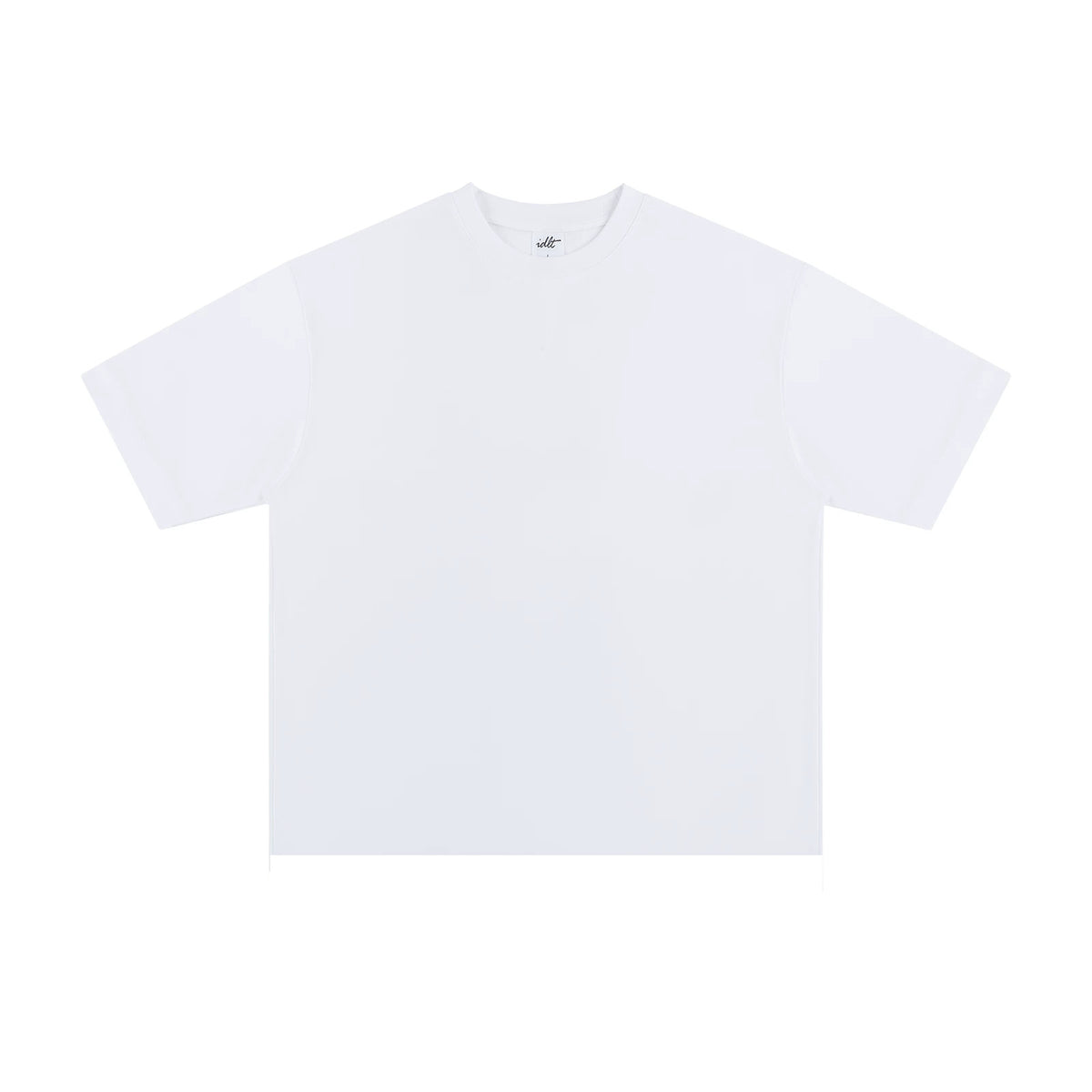 IDLT T-shirt, white front.