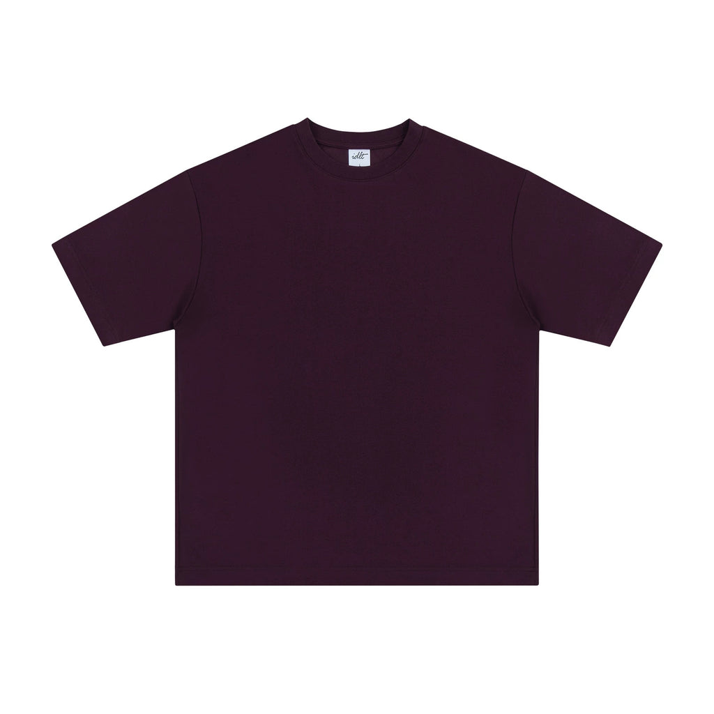 IDLT T-shirt, burgundy front.