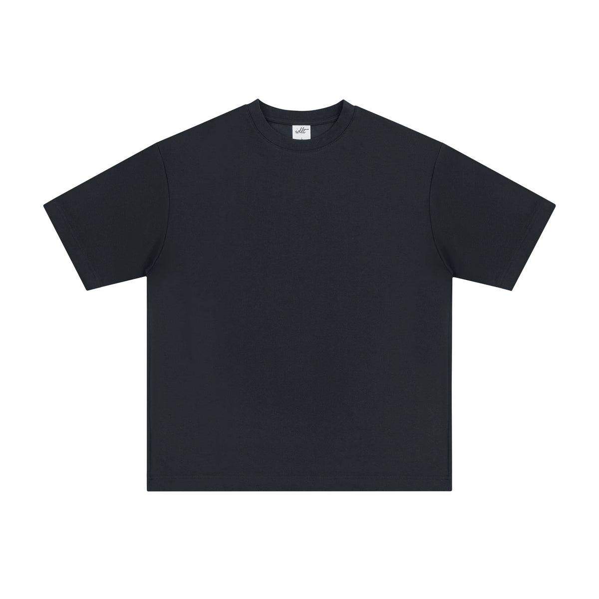 IDLT T-shirt, black front.