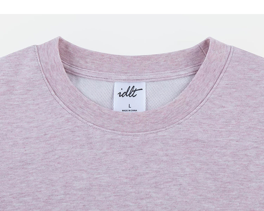 IDLT T-shirt, pink crewneck.