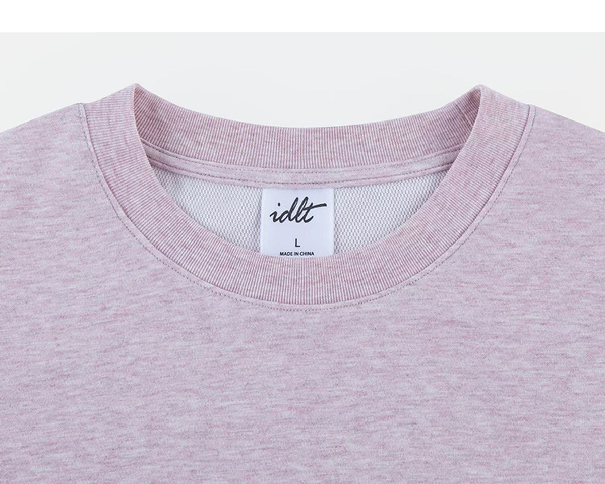 IDLT T-shirt, pink crewneck.