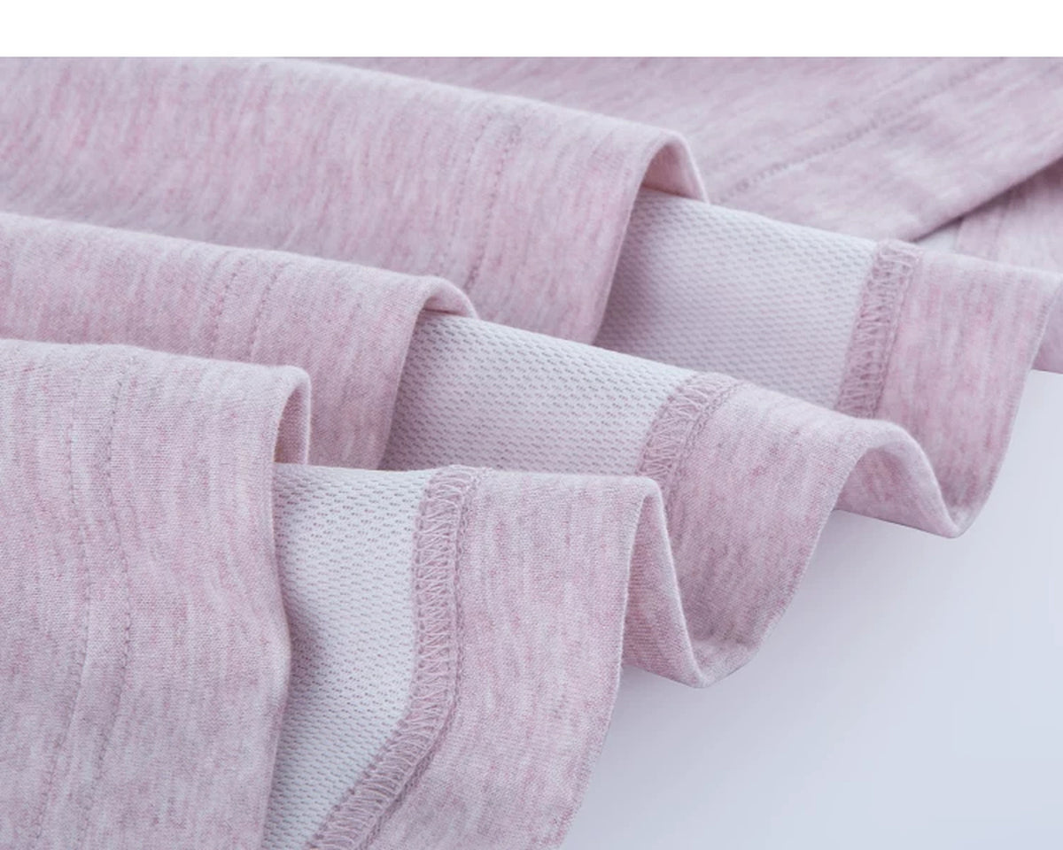 IDLT T-shirt, pink hem stitching and inner fabric.