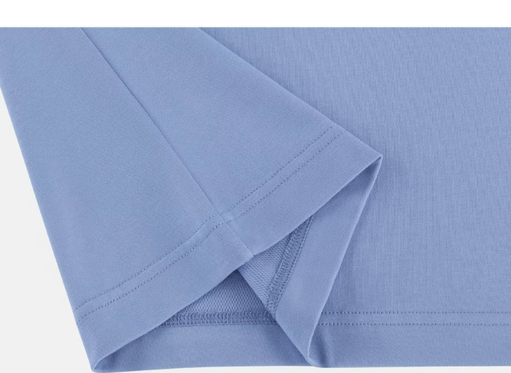 IDLT T-shirt, blue folded hem.