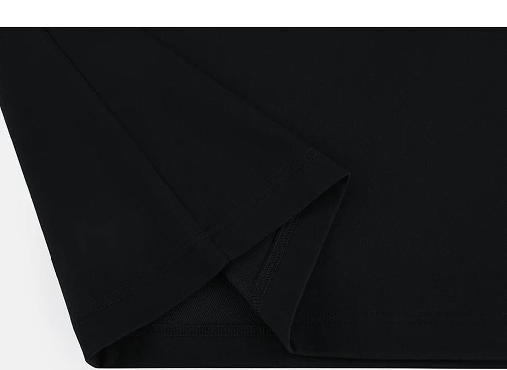 IDLT T-shirt, black folded hem.