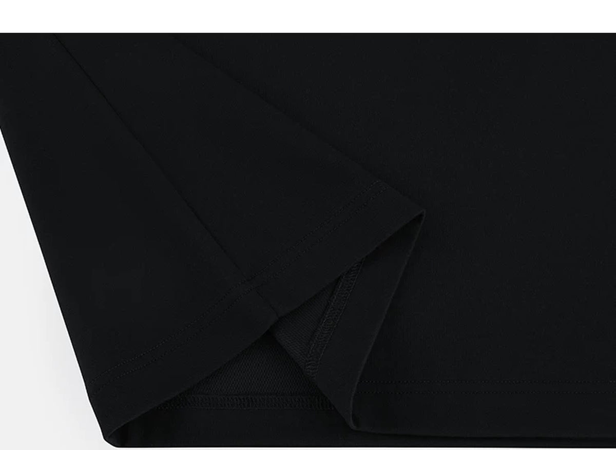 IDLT T-shirt, black folded hem.