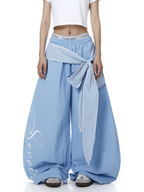 Lace Tie Layered Parachute Pants