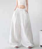 Soft Drape Linen-Blend Wide Leg Pants - CT6234