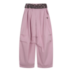 Polka Dot Fold-Over Waist Parachute Pants